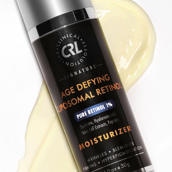 Age Defying Liposomal Retinol Moisturizer on top of smear