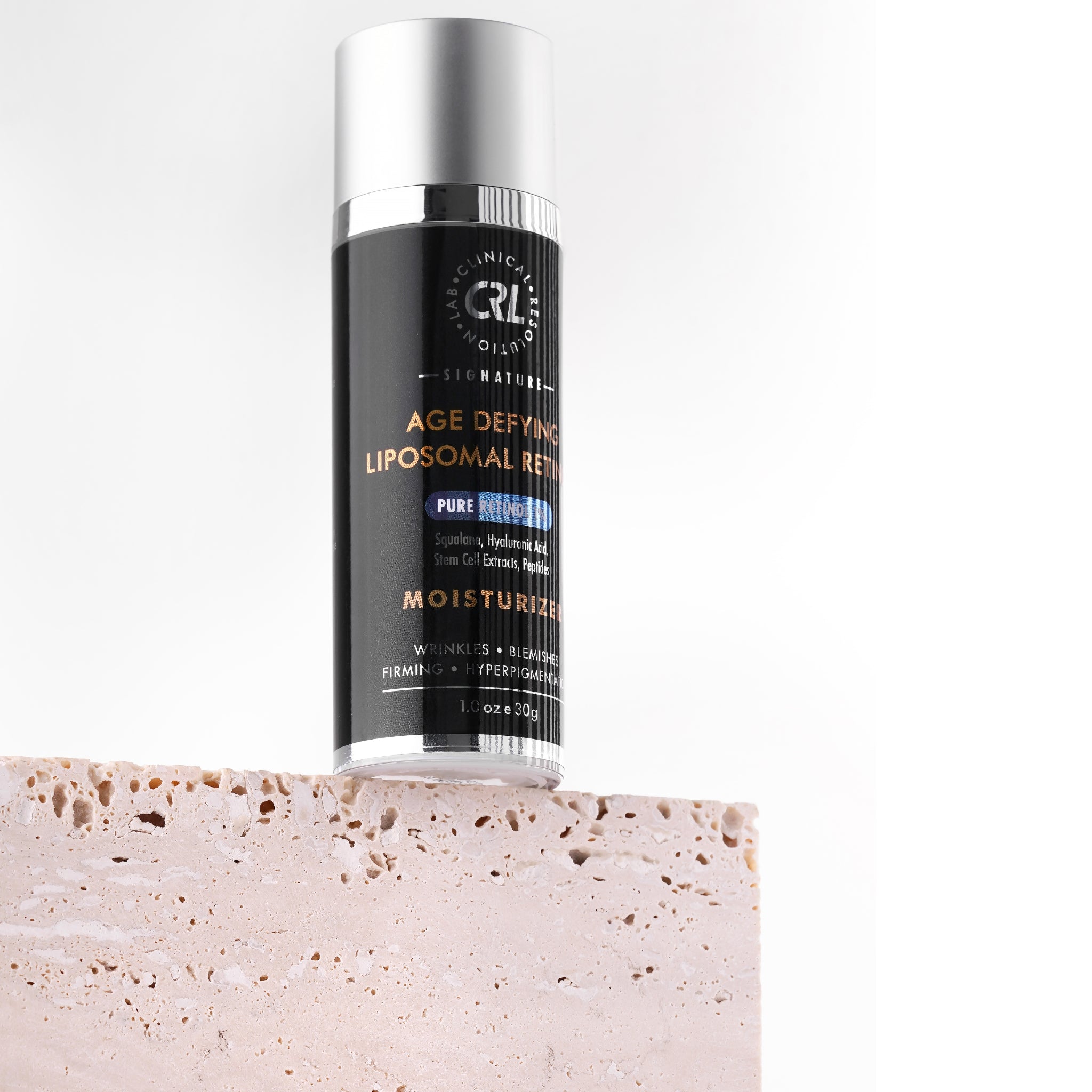 Age Defying liposomal moisturizer on podium