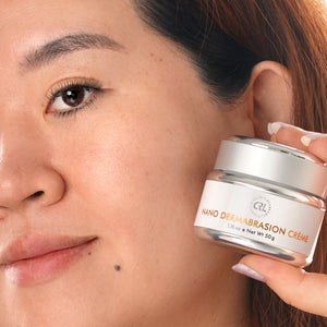 CRL Nano dermabrasion cream in hand of model