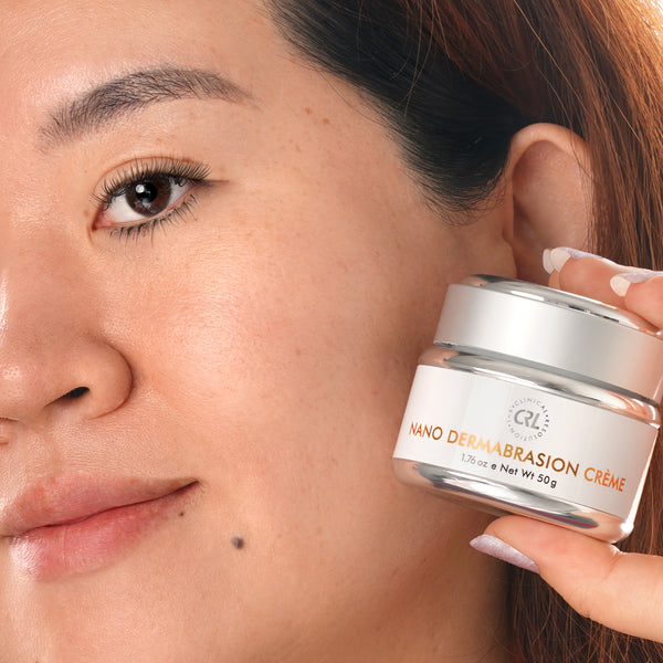 CRL Nano dermabrasion cream in hand of model