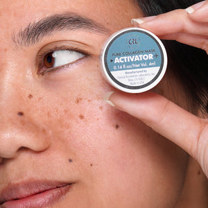 CRL pure collagen mask activator bottle in hand of model