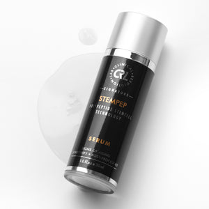 clinical resolution stempep serum bottle and smear on white background