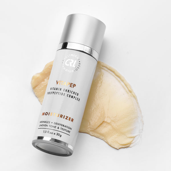 clinical resolution vitapep moisturizer bottle and smear on white background