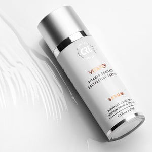 CRL Vitapep serum bottle and smear on white background