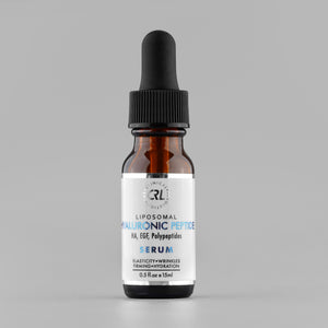 Hyaluronic Peptide Serum 0.5fl oz bottle on gray background