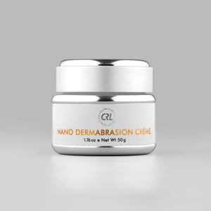 clinical resolution nano dermabrasion creme in bottle on grey background