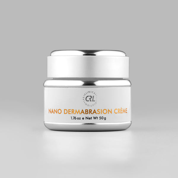 clinical resolution nano dermabrasion creme in bottle on grey background