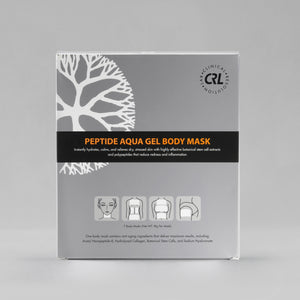 clinical resolution peptide aqua gel body mask in box on gray background