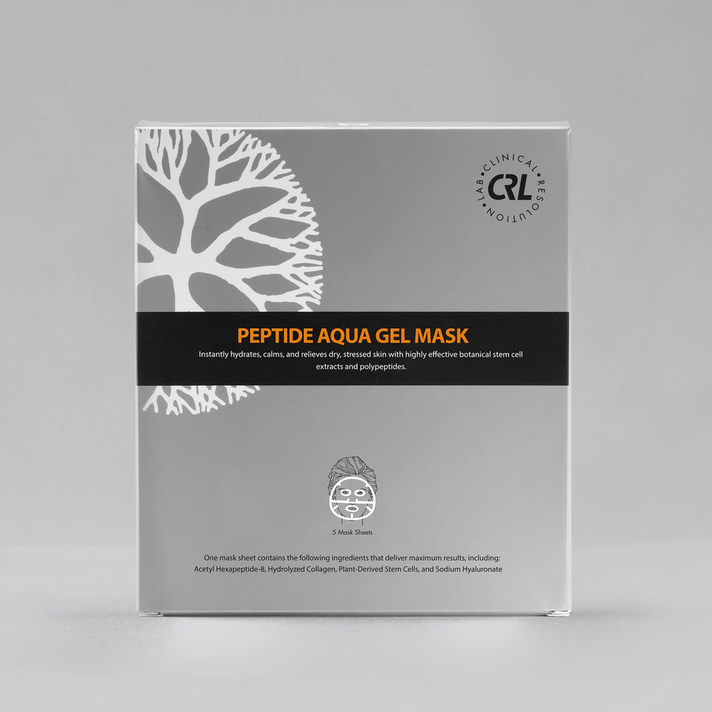 clinical resolution peptide aqua gel mask in box on grey background