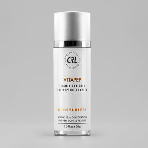 clinical resolution vitapep moisturizer in white bottle on gray background