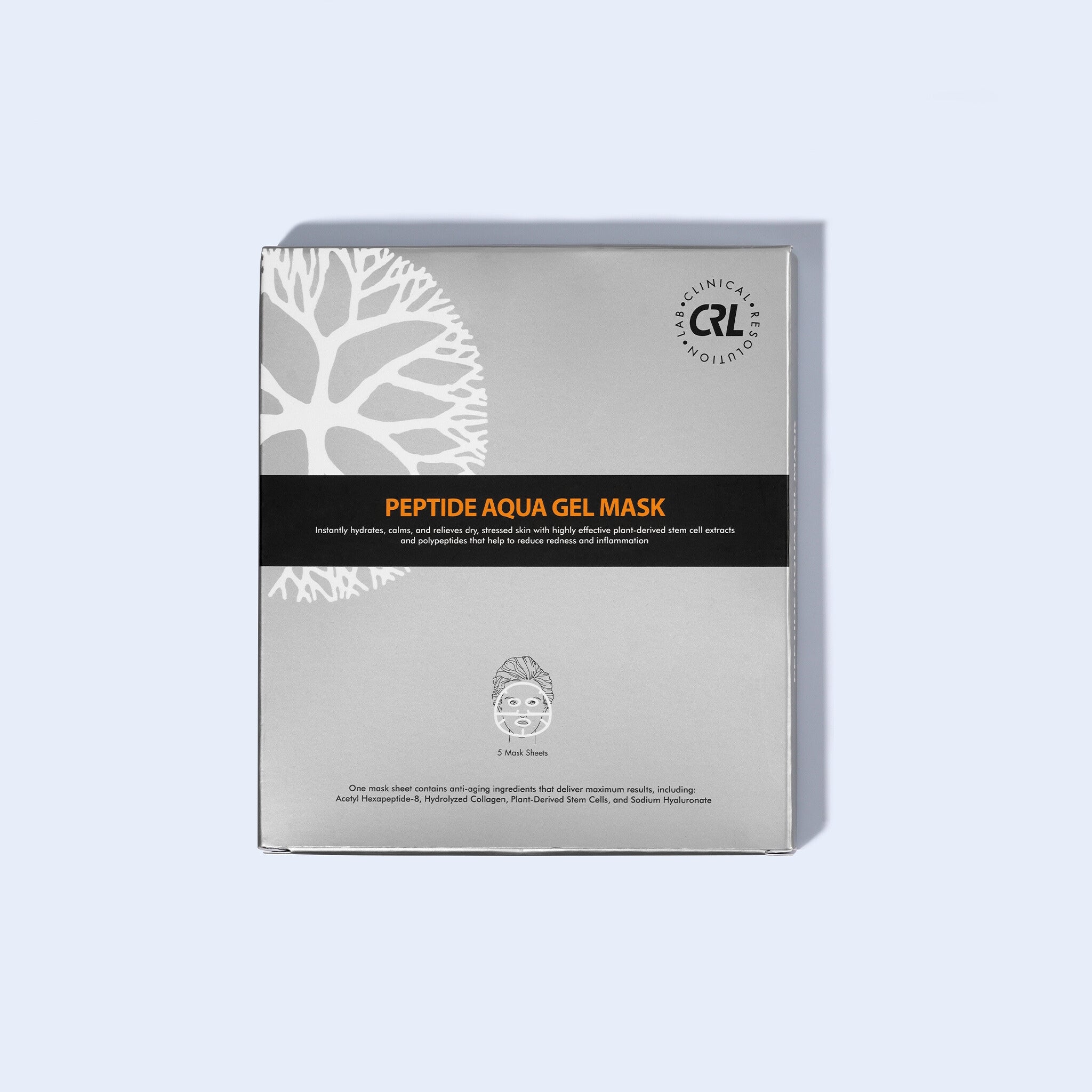 Peptide aqua gel mask on light blue background