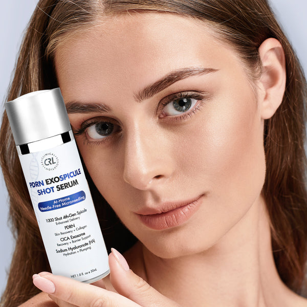 A model holding PDRN ExoSpicule Shot Serum