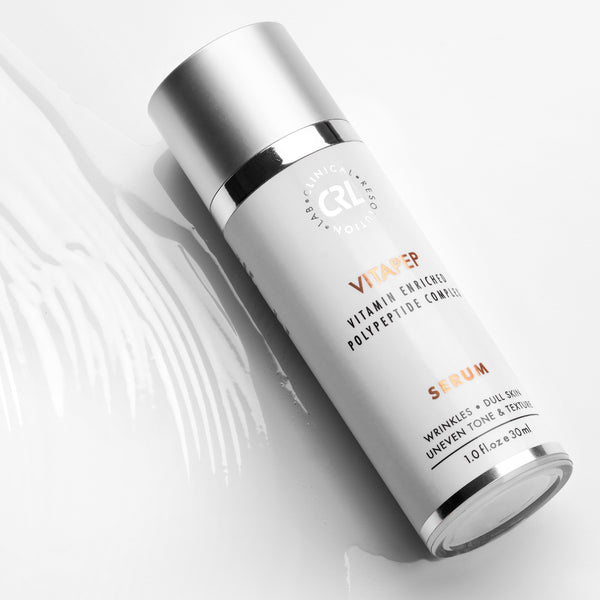 CRL Vitapep serum bottle and smear on white background