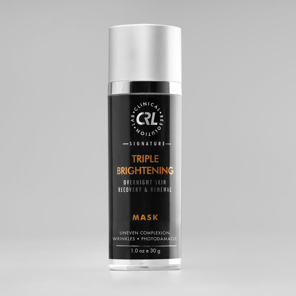 clinical resolution triple brightening mask in black bottle on gray background